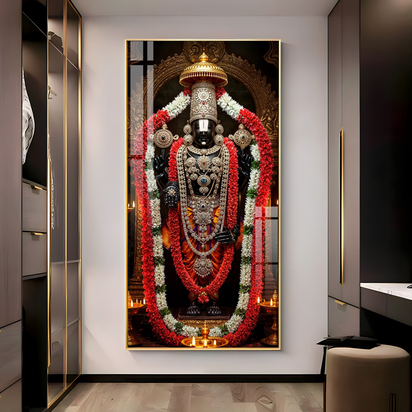 Lord Tirupati Balaji Premium Acrylic Vertical Wall Art