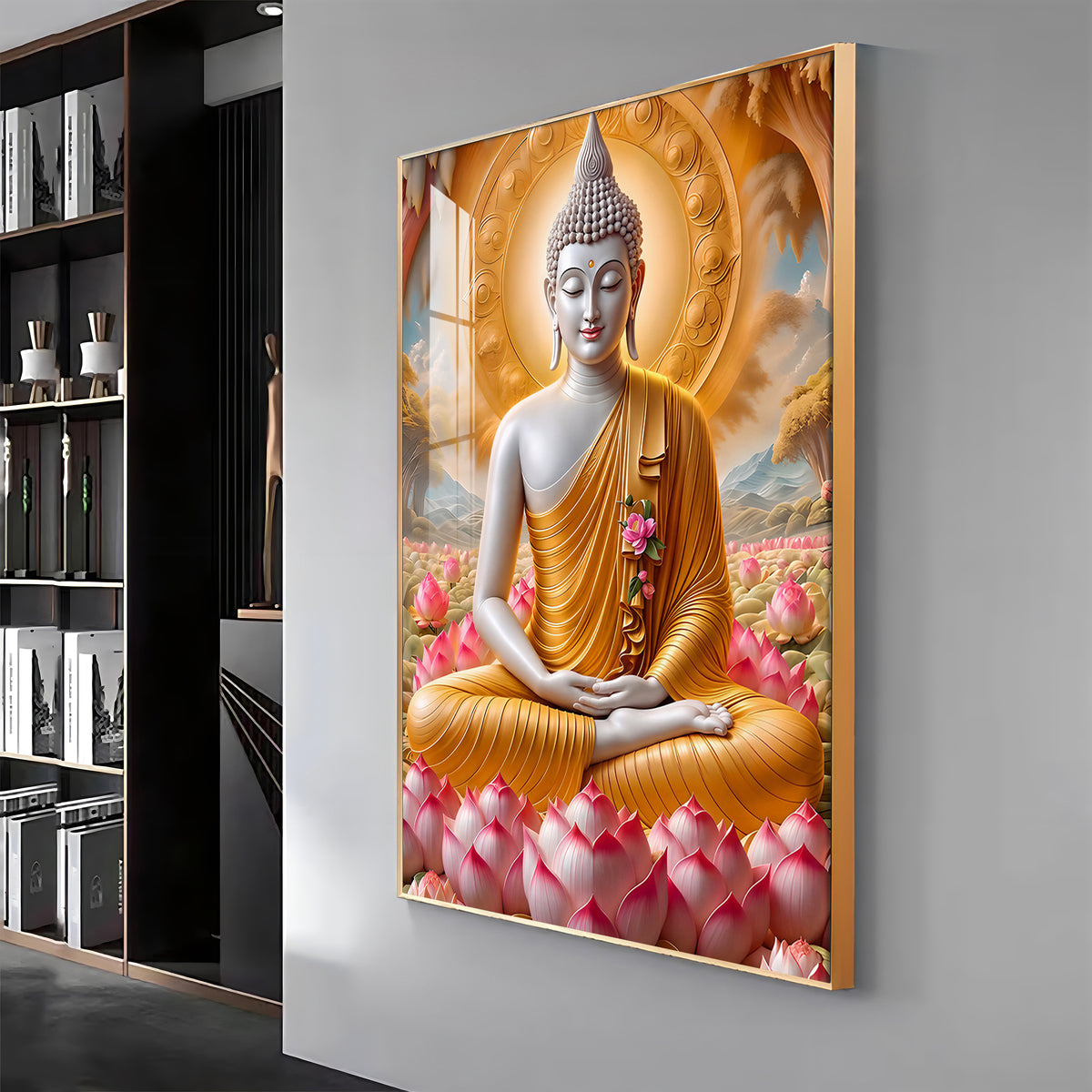 Tamatina Buddha Luxury Crystal Vertical Wall Art