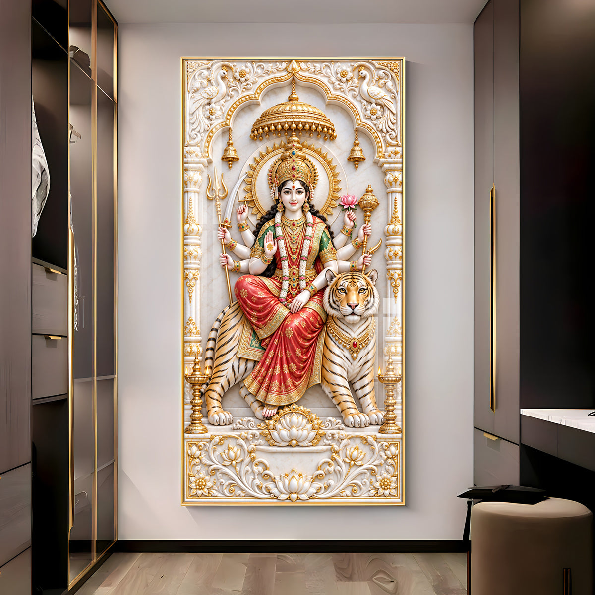 Royal Durga Maa Premium Acrylic Vertical Wall Art