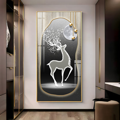 Silver Deer’s Gaze Premium Acrylic Vertical Wall Art