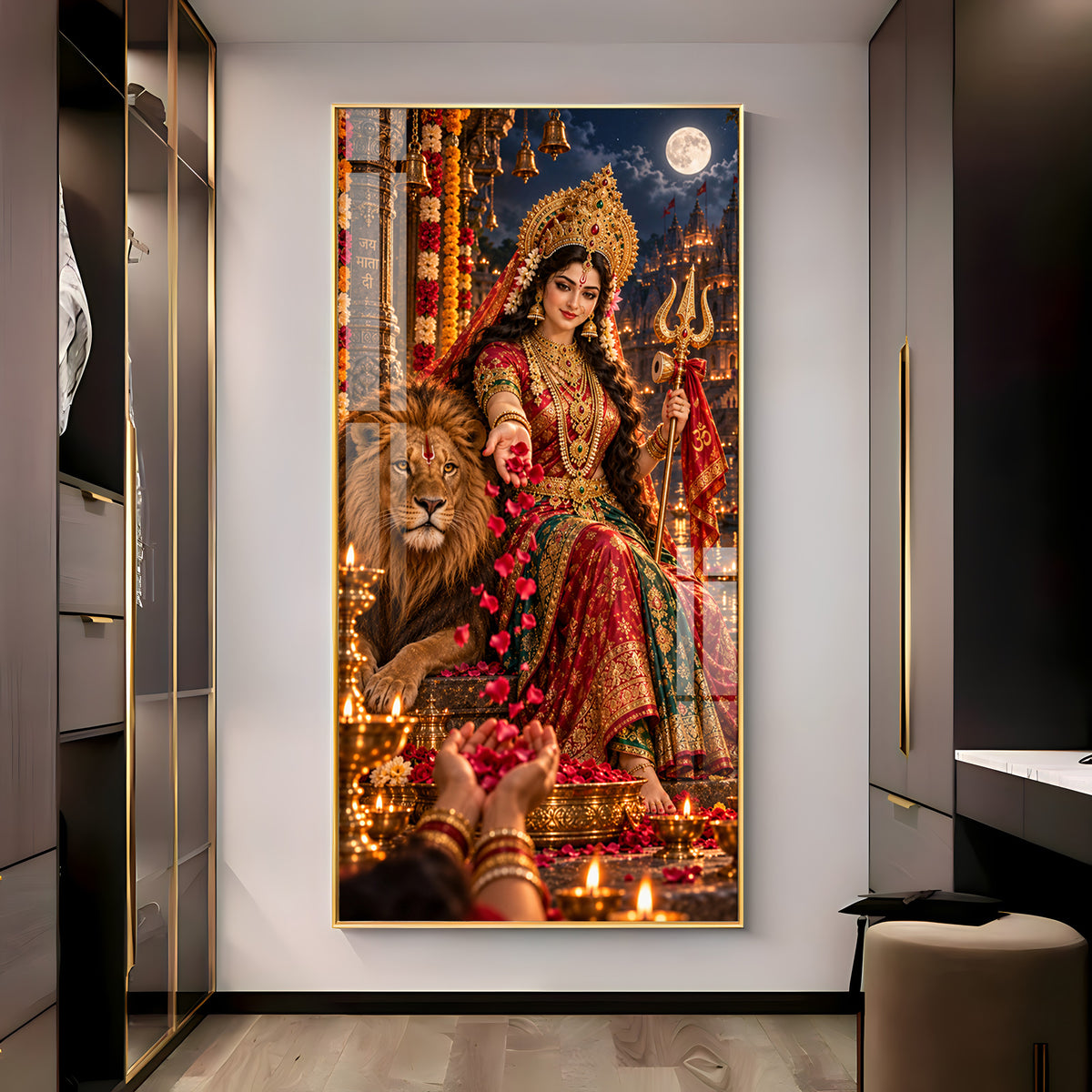Maa Siddhidatri Premium Acrylic Vertical Wall Art