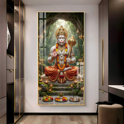 Divine God Hanuman Ji Premium Acrylic Vertical Wall Art
