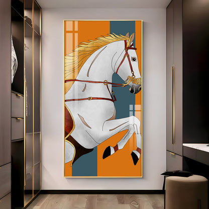 Modern White Horse Premium Acrylic Vertical Wall Art