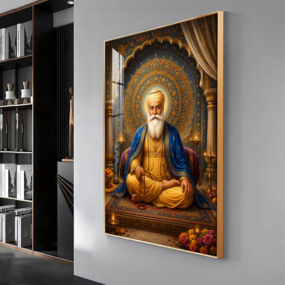 Guru Nanak Dev Ji Golden Halo Premium Acrylic Vertical Wall Art