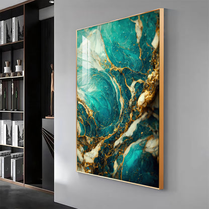 Golden Vein Elegance Premium Acrylic Vertical Wall Art