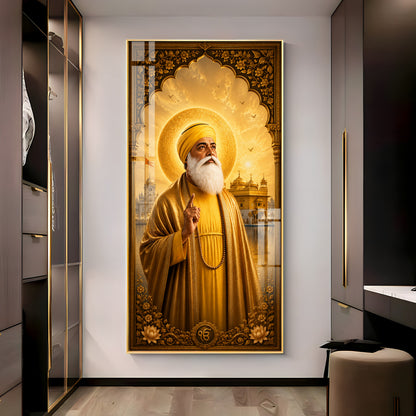 Guru Nanak Dev Ji With Blessing Premium Acrylic Vertical Wall Art