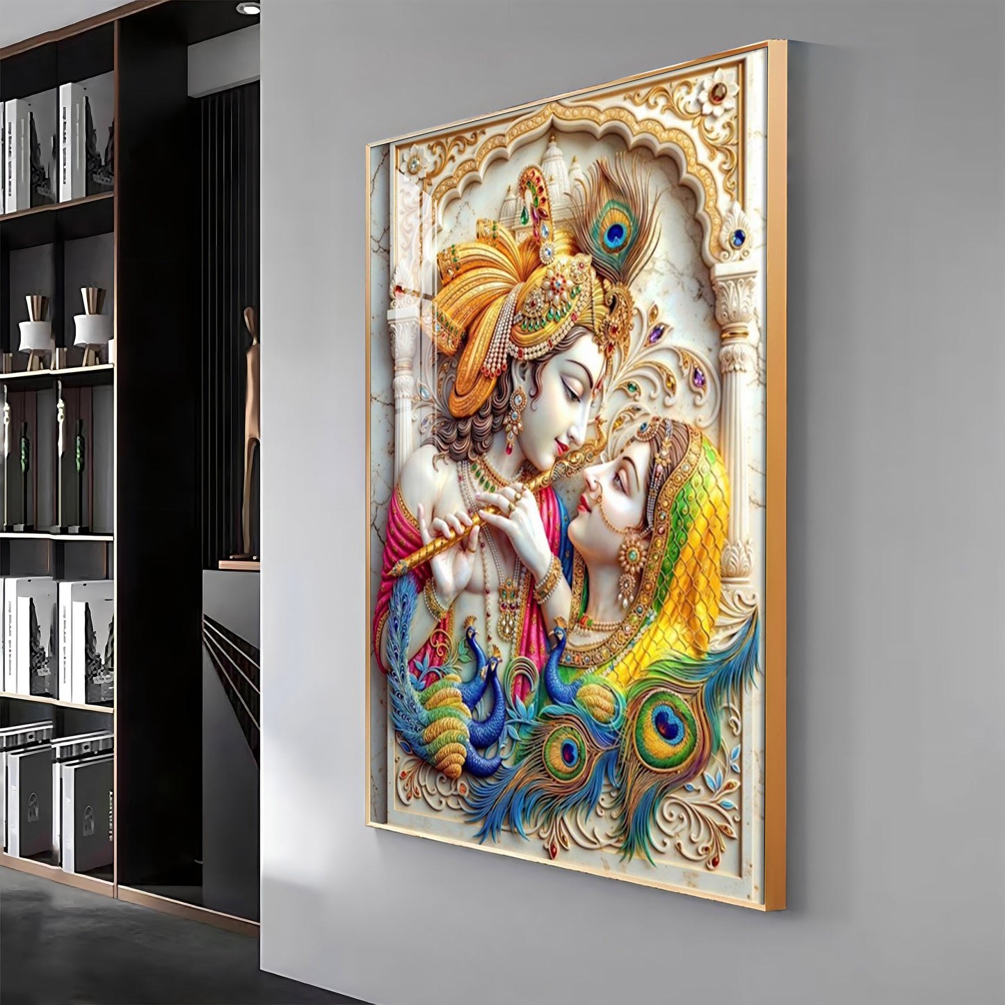 Radha Krishna Eternal Love Premium Acrylic Vertical Wall Art