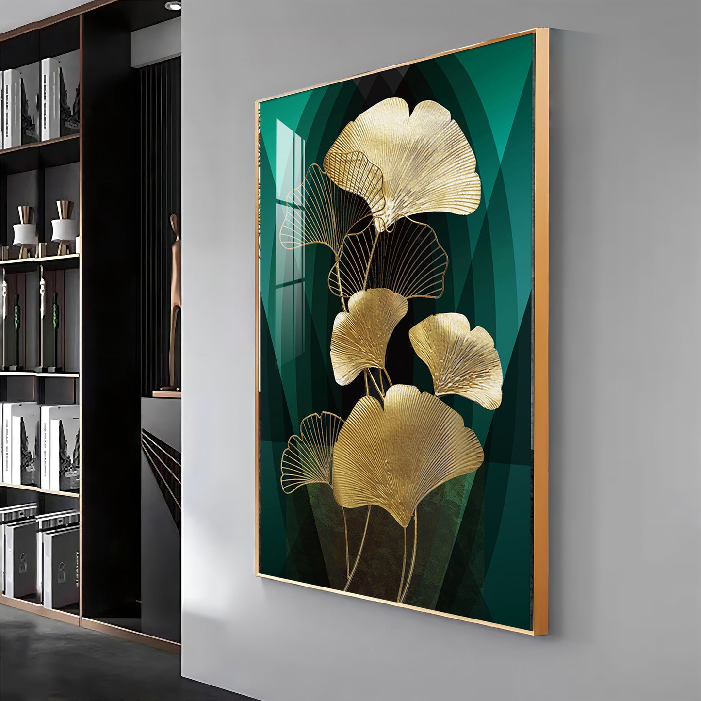 Gold Leaf Serenity Premium Acrylic Vertical Wall Art