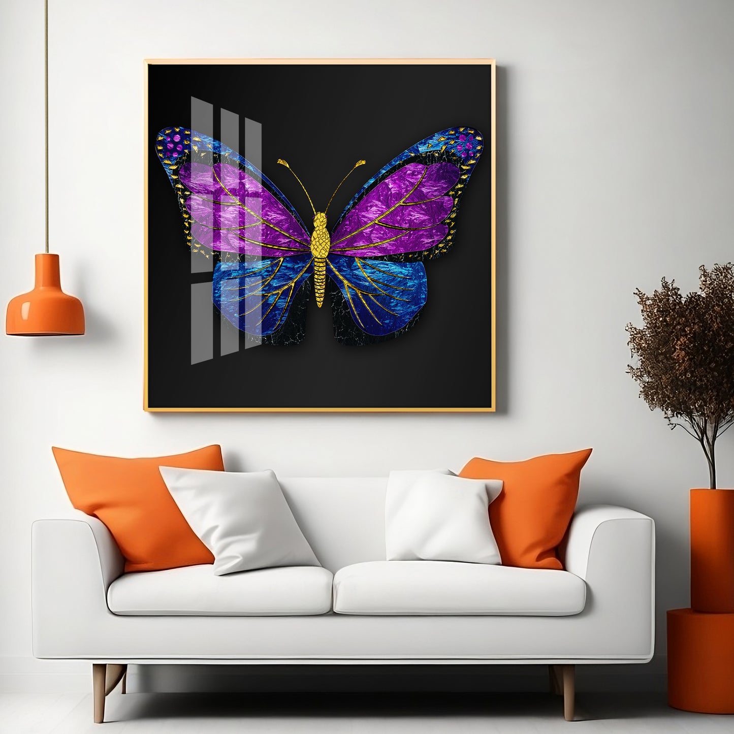 Colorful Butterfly Premium Acrylic Square Wall Art