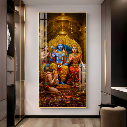 Devotion Of Hanuman Premium Acrylic Vertical Wall Art