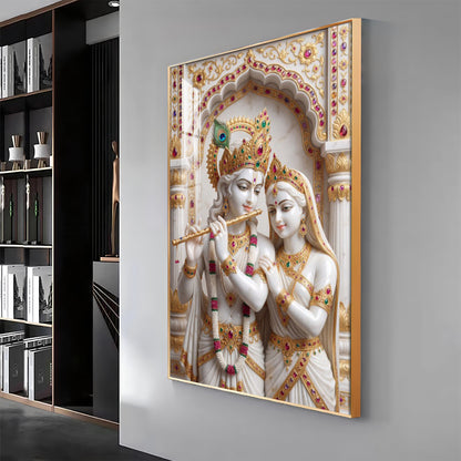 Radiant Radha krishna Idol Premium Acrylic Vertical Wall Art