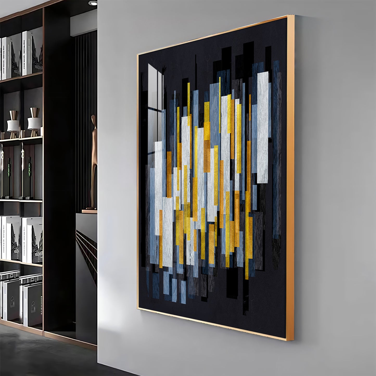 Geometric Fusion Premium Acrylic Vertical Wall Art
