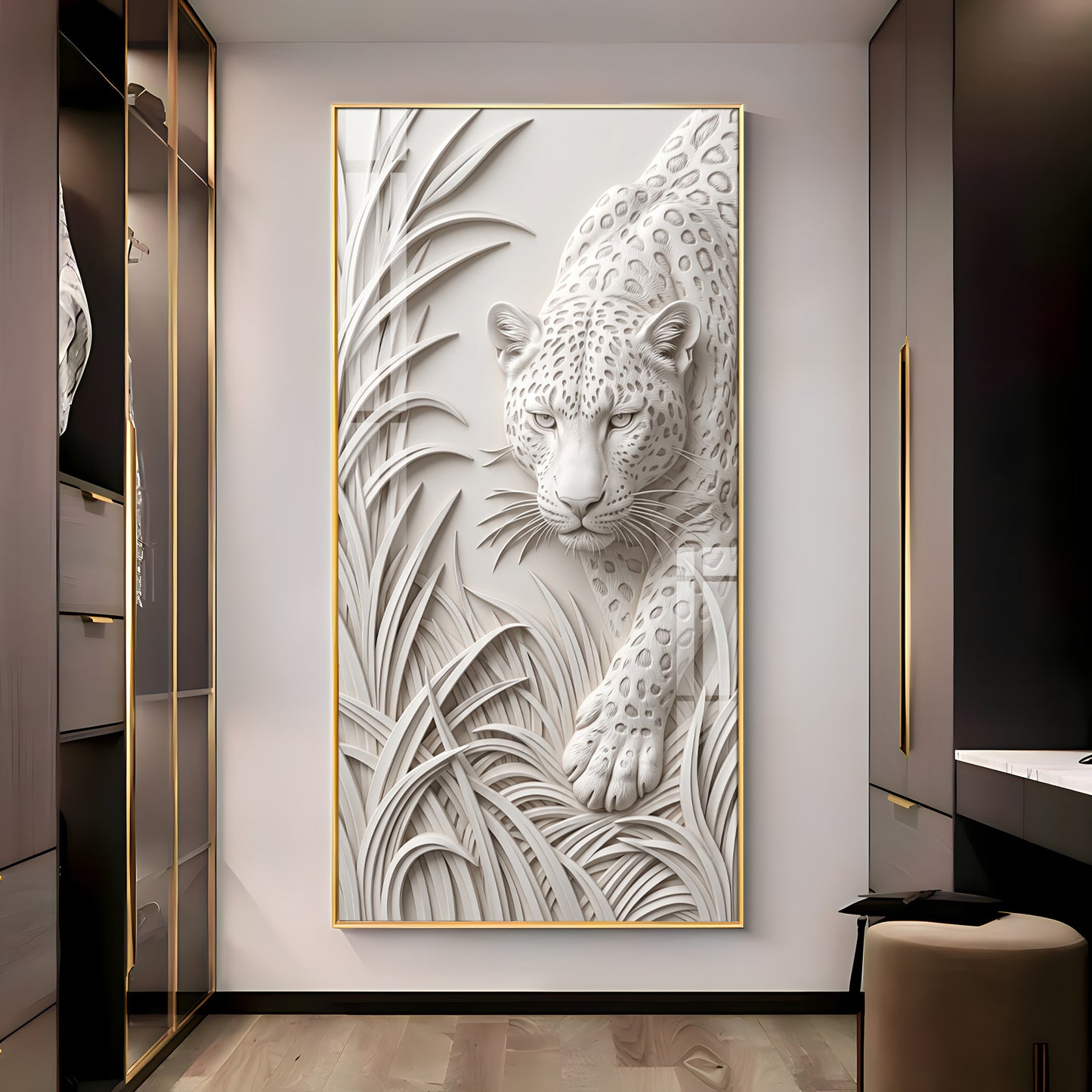 White Leopard Premium Acrylic Vertical Wall Art