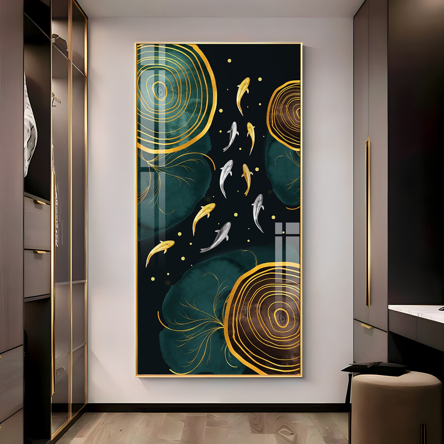 Fishes In Ocean Premium Acrylic Vertical Wall Art