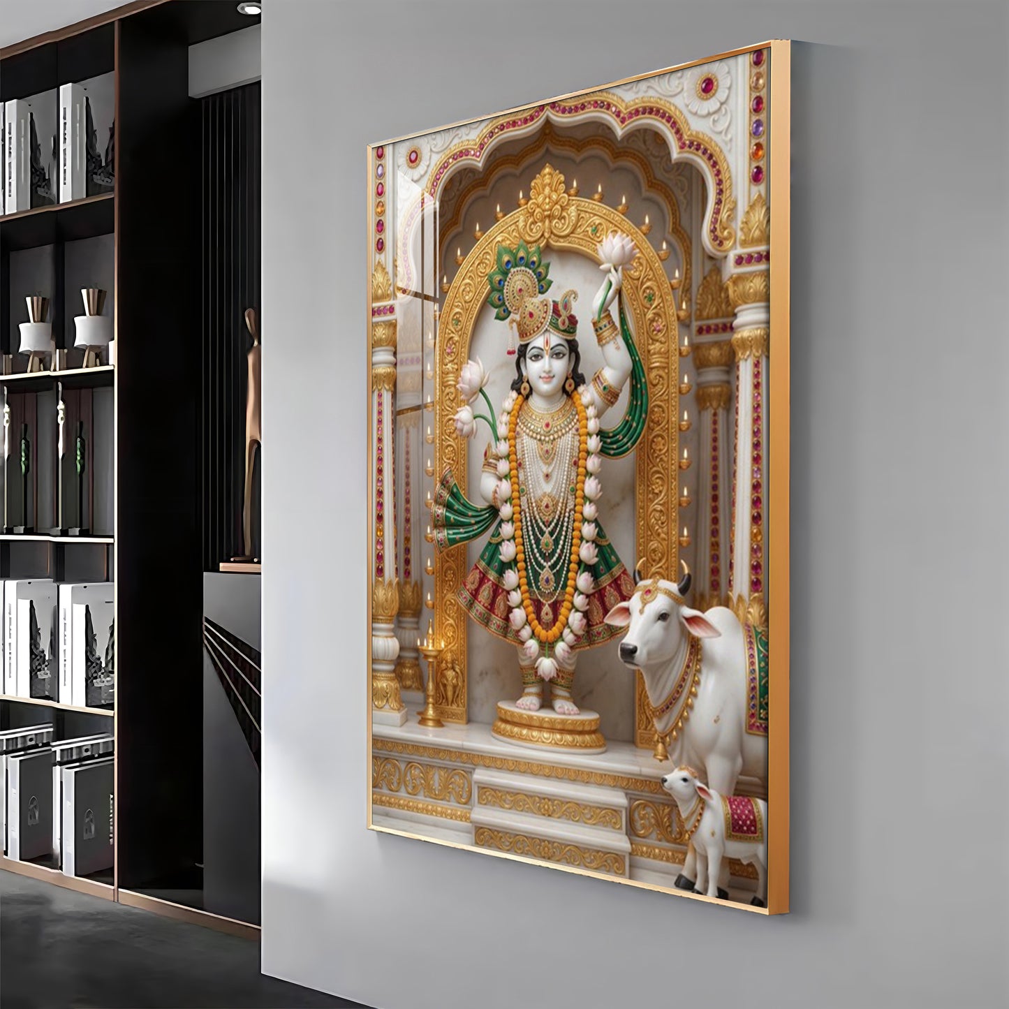 Divine Lord Krishna Ji Premium Acrylic Vertical Wall Art