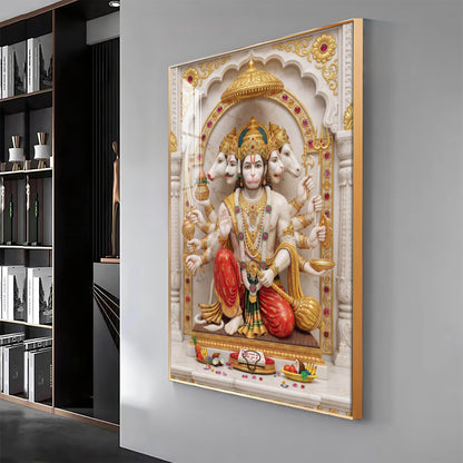 Peaceful Presence Of Hanuman Ji Premium Acrylic Vertical Wall Art