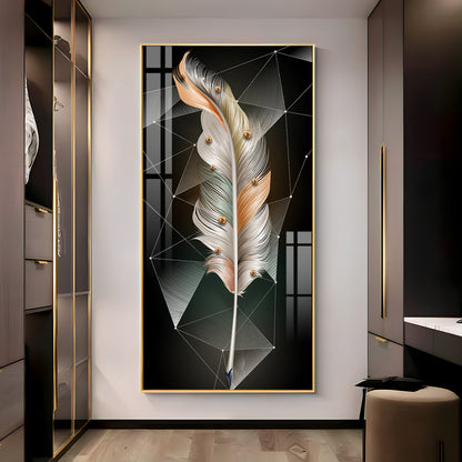 White Feather With Colors Effects Premium Acrylic Vertical Wall Art