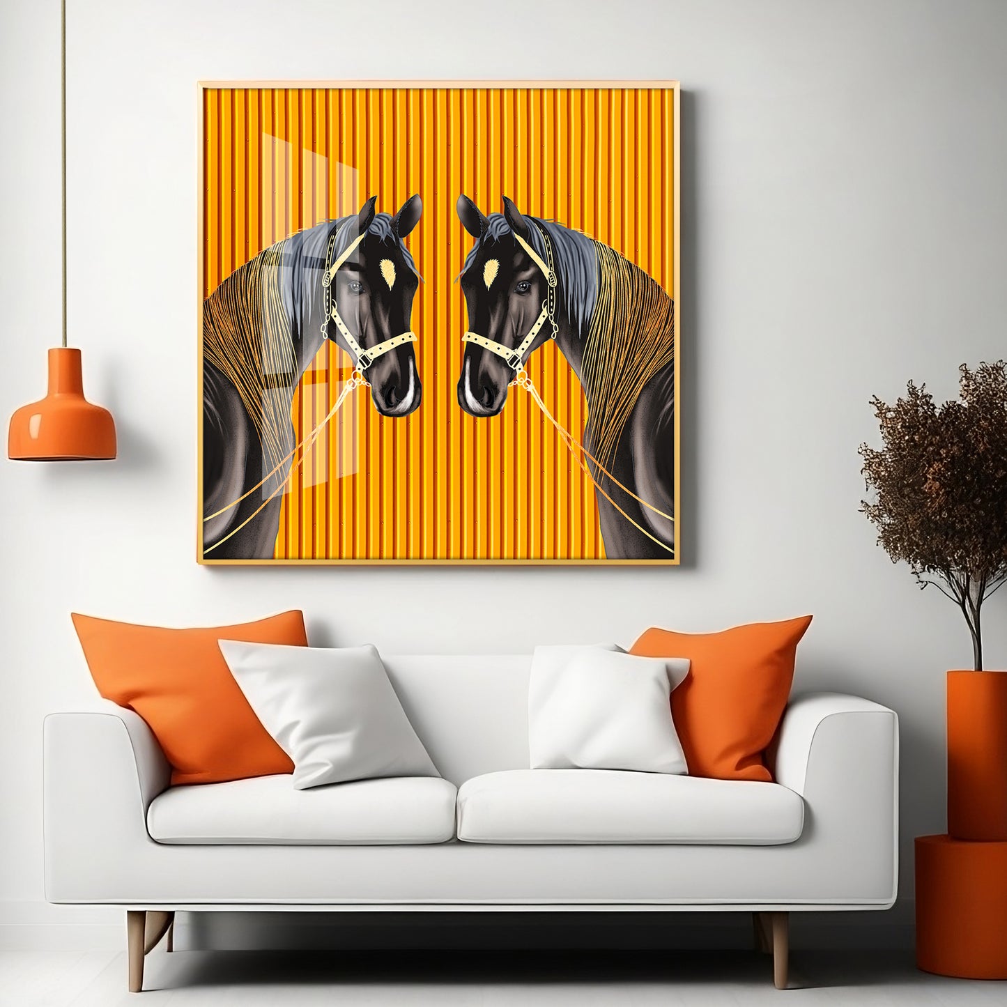 Couple Horse Premium Acrylic Square Wall Art
