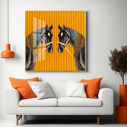 Couple Horse Premium Acrylic Square Wall Art