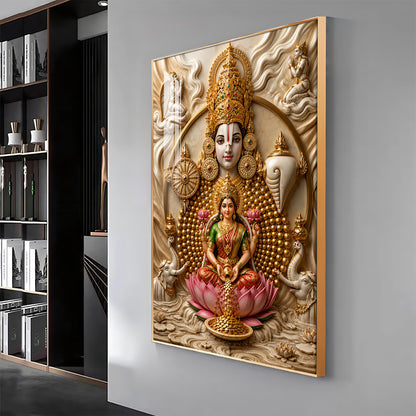 Lord Venkateswara & Goddess Lakshmi Premium Acrylic Vertical Wall Art
