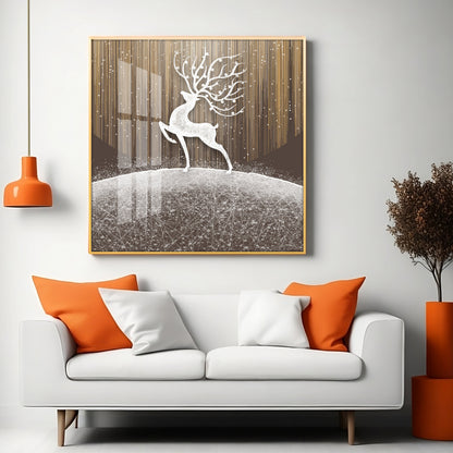 Christmas Snow Deer Premium Acrylic Square Wall Art