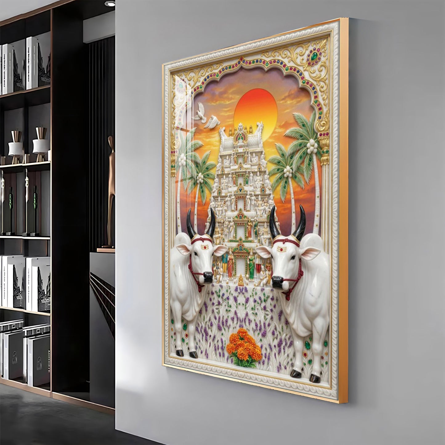 The Kamadhenu Cow Premium Acrylic Vertical Wall Art