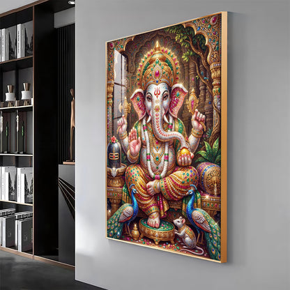 Hindu God Ganpati Ji Premium Acrylic Vertical Wall Art