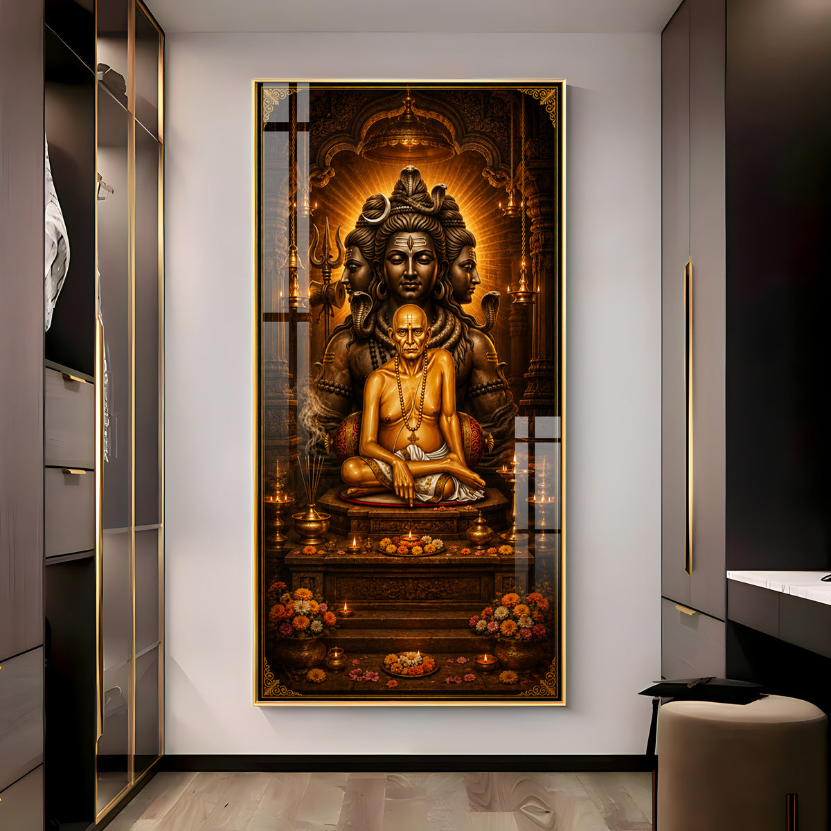 Sacred Swami Samarth Premium Acrylic Vertical Wall Art
