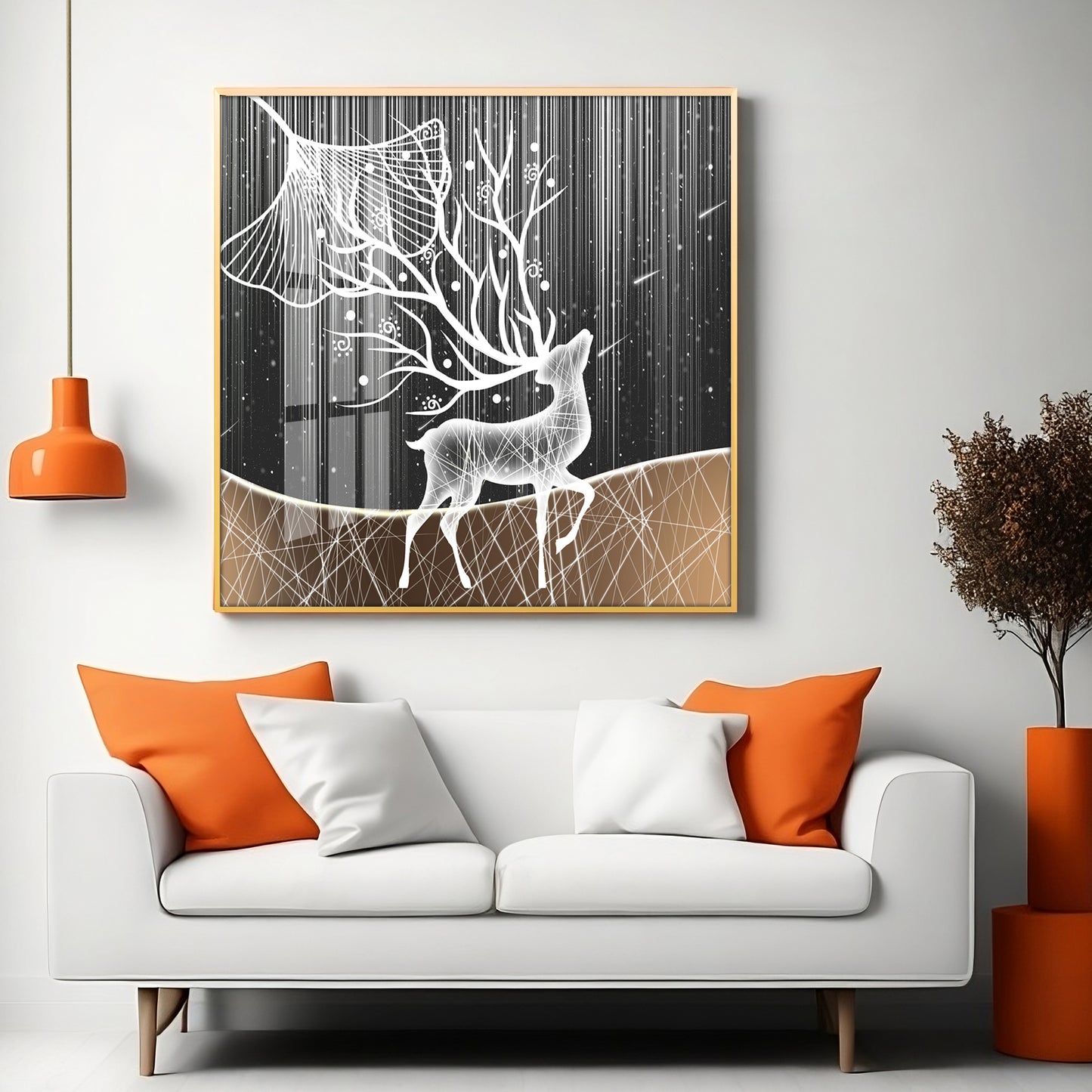 Beautiful Starry Meteor Deer Premium Acrylic Square Wall Art
