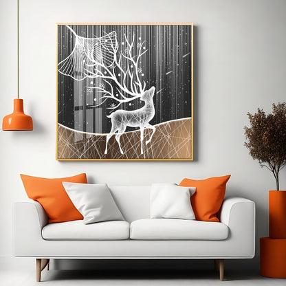 Beautiful Starry Meteor Deer Premium Acrylic Square Wall Art