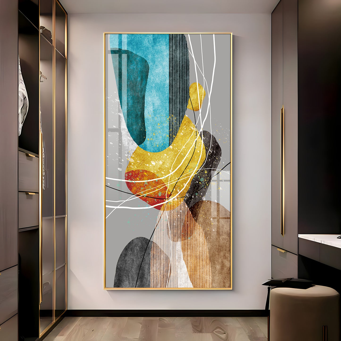 Abstract Textured Elements Premium Acrylic Vertical Wall Art