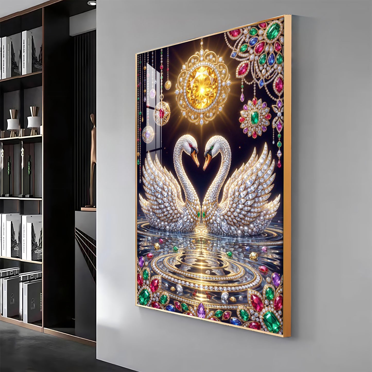 Pair Of White Swans Premium Acrylic Vertical Wall Art