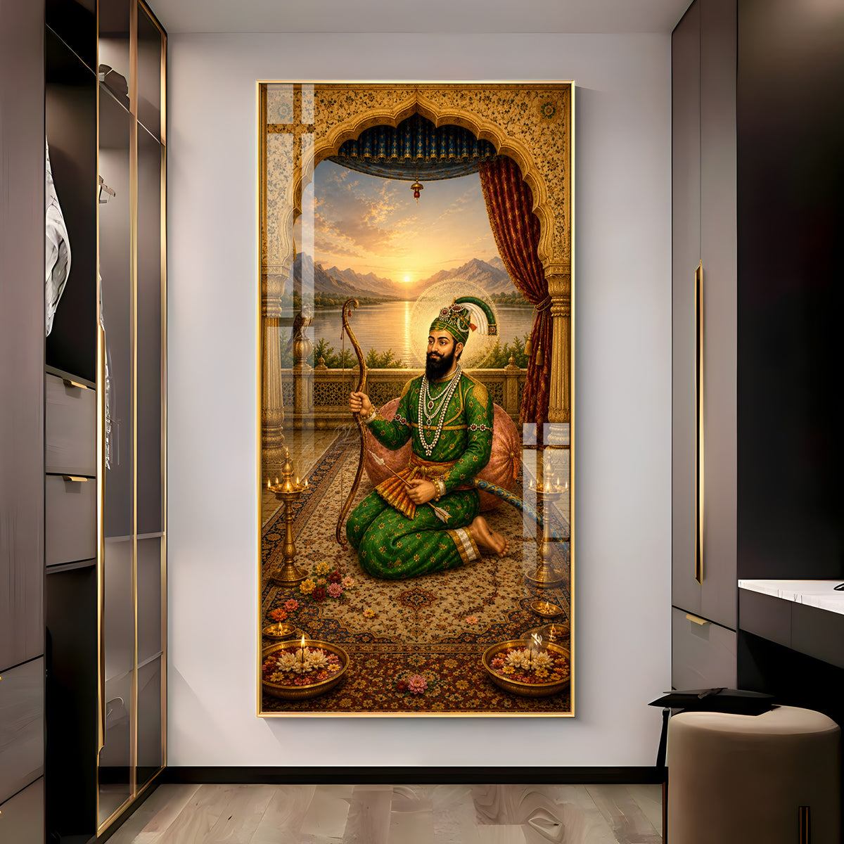 Sacred Guru Gobind Singh Ji Royal Courtyard Premium Acrylic Vertical Wall Art