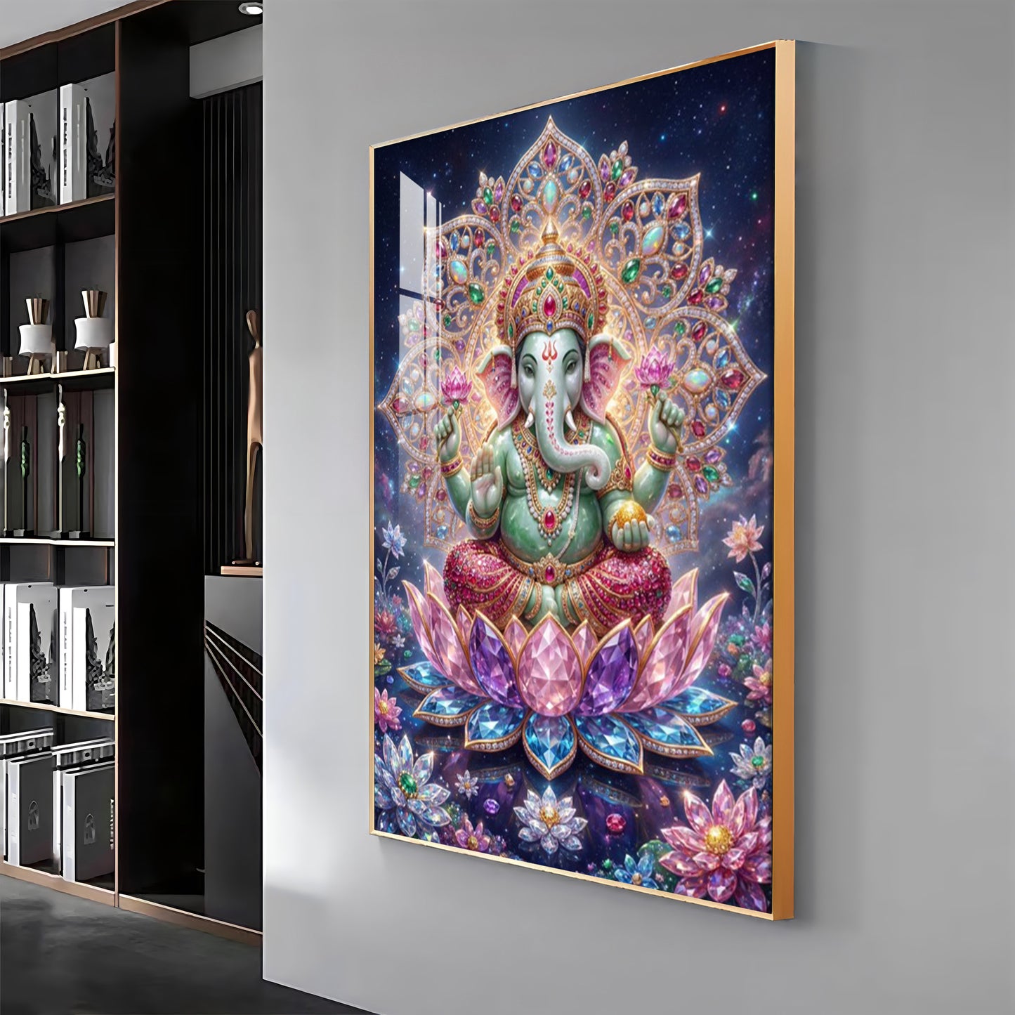 Colourful Lord Ganesha Premium Acrylic Vertical Wall Art