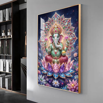 Colourful Lord Ganesha Premium Acrylic Vertical Wall Art