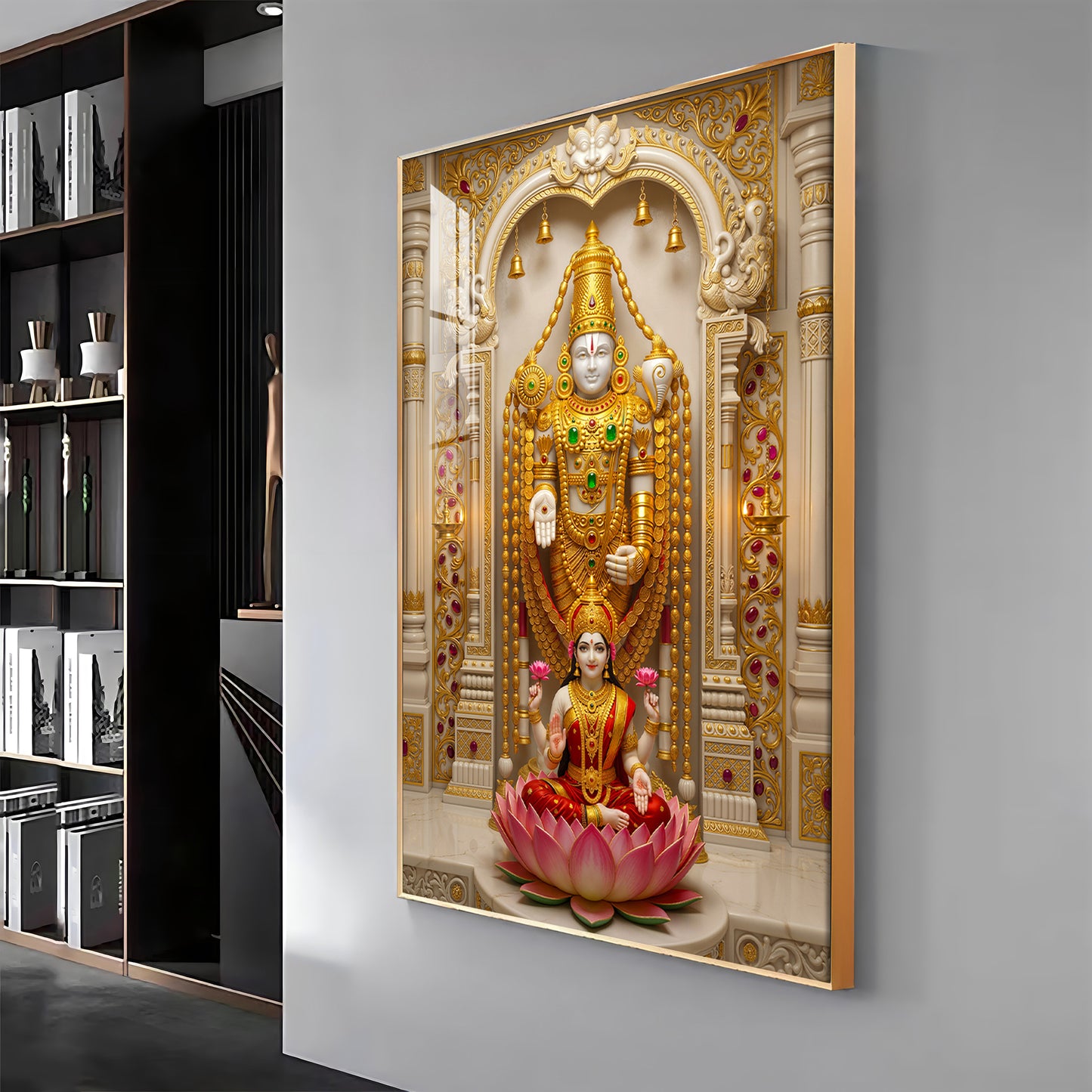 Tirupati Balaji With Devi Lakshmi Premium Acrylic Vertical Wall Art