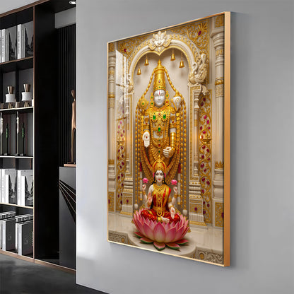 Tirupati Balaji With Devi Lakshmi Premium Acrylic Vertical Wall Art