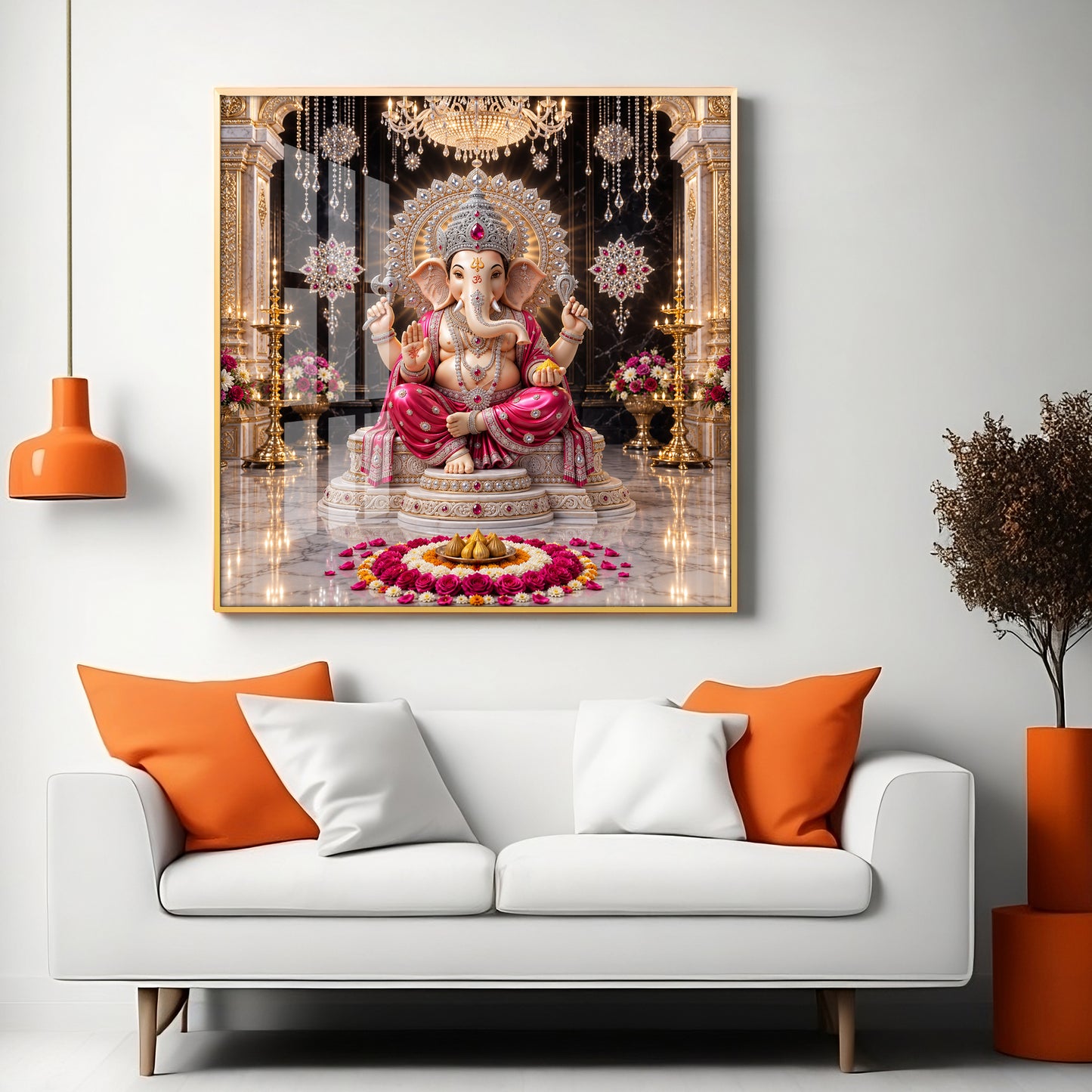Ganpati Bappa Premium Acrylic Square Wall Art
