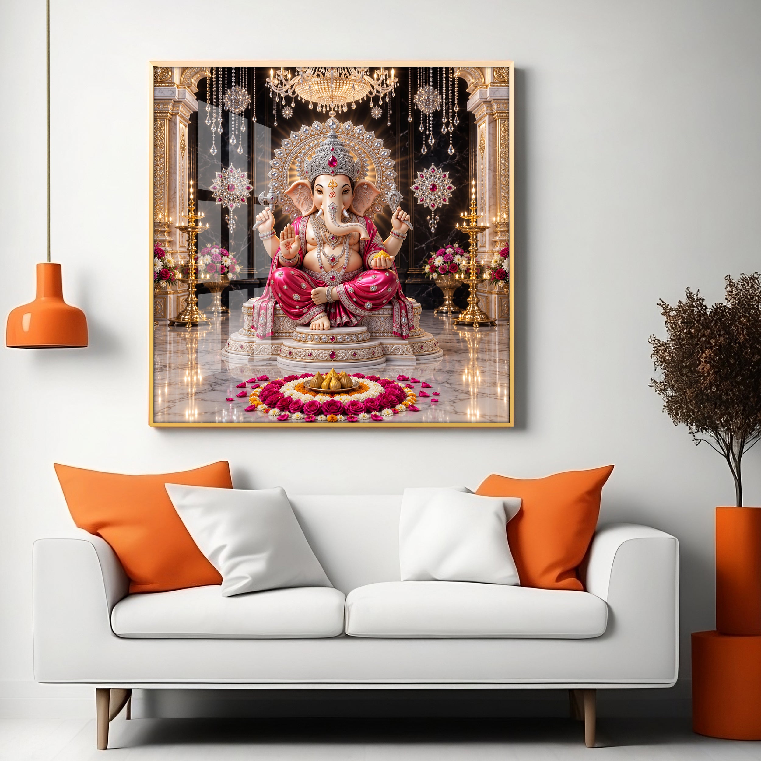 Ganpati Bappa Premium Acrylic Square Wall Art
