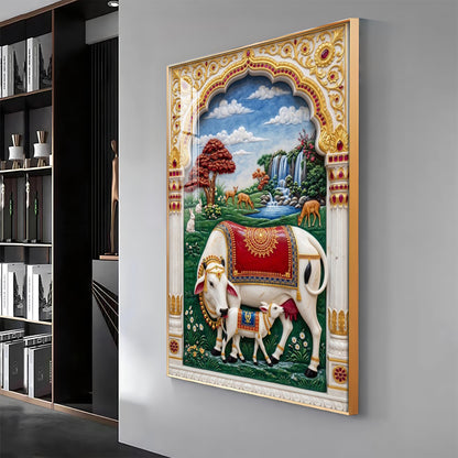 Kamdhenu Gomata Premium Acrylic Vertical Wall Art