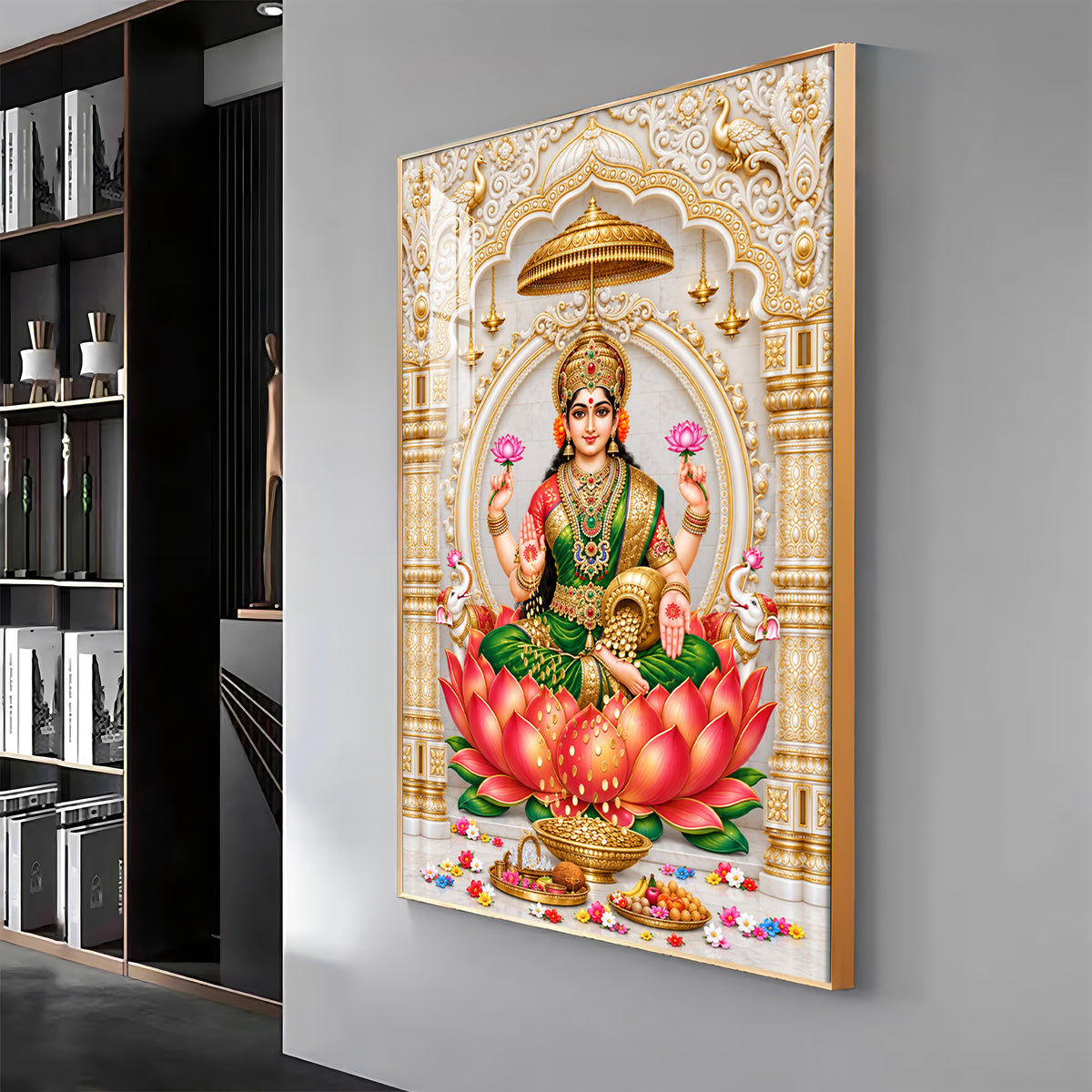 Divine Dhan Lakshmi Premium Acrylic Vertical Wall Art