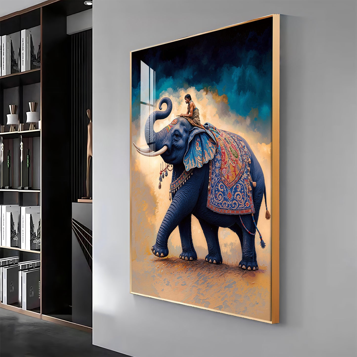 Decorated Asian Elephant Premium Acrylic Vertical Wall Art