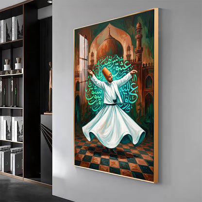 Modern Sufi Whirling Dervish Premium Acrylic Vertical Wall Art