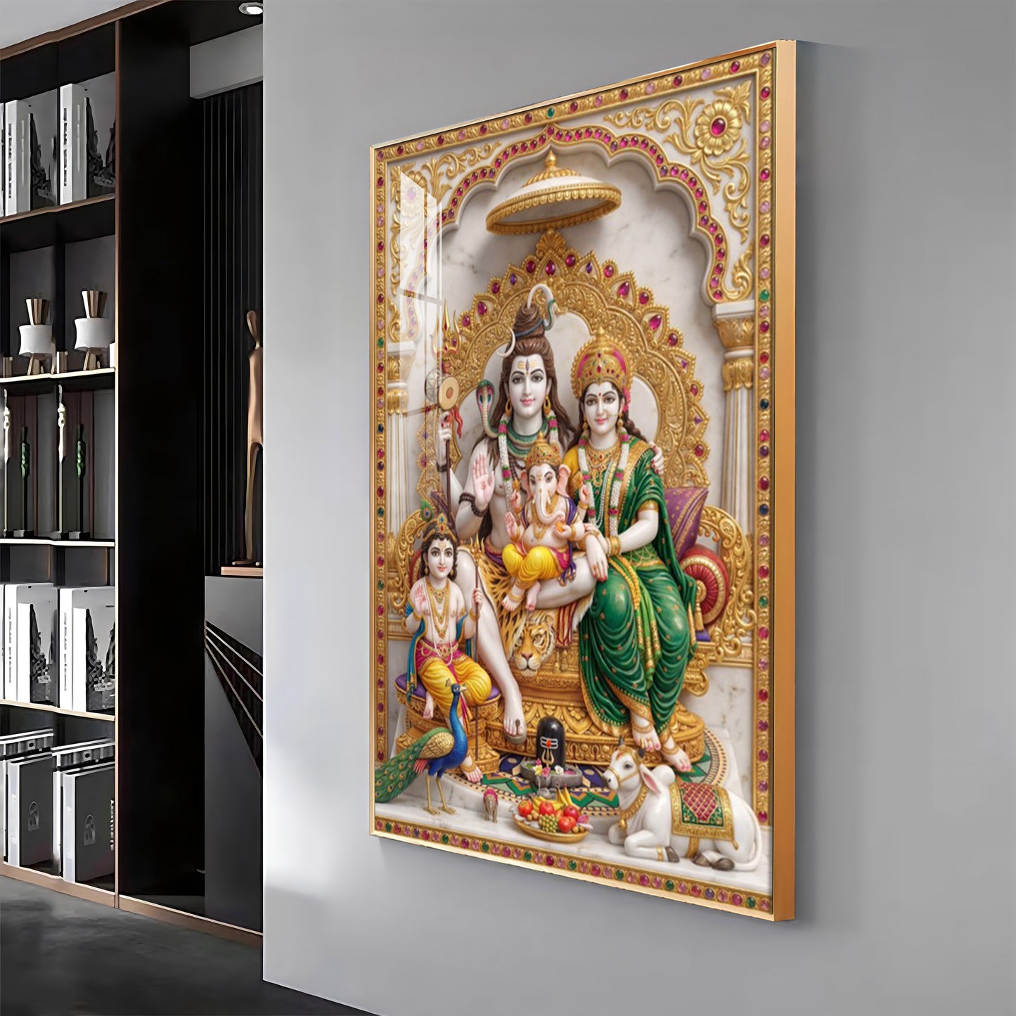 Shiva Parivar idol Premium Acrylic Vertical Wall Art