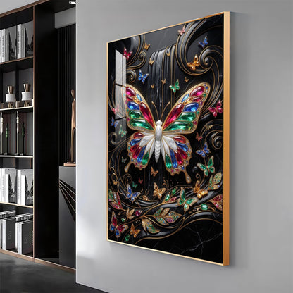 Colourful Butterflies Premium Acrylic Vertical Wall Art