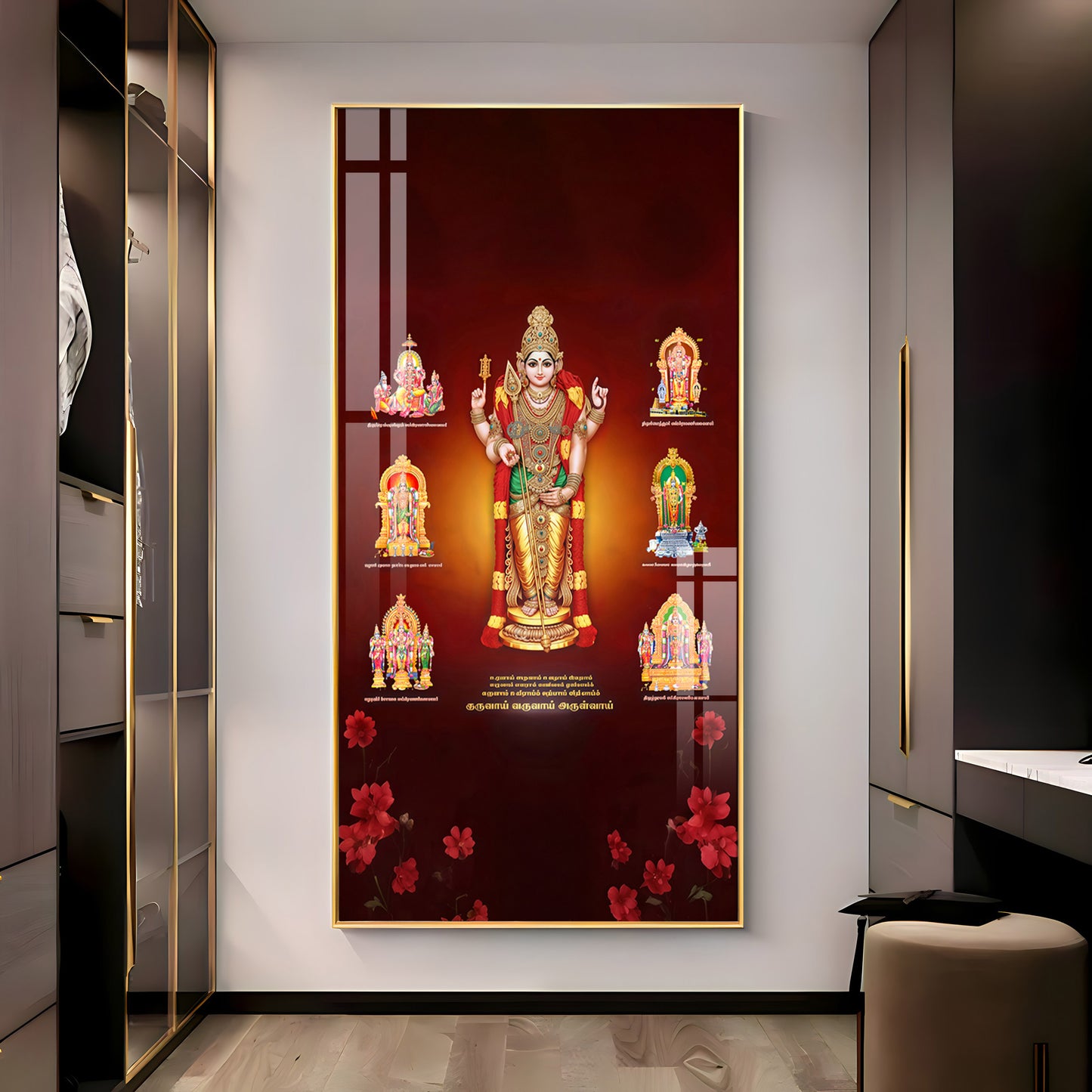 Thiruchendur Lord Murugan Premium Acrylic Vertical Wall Art