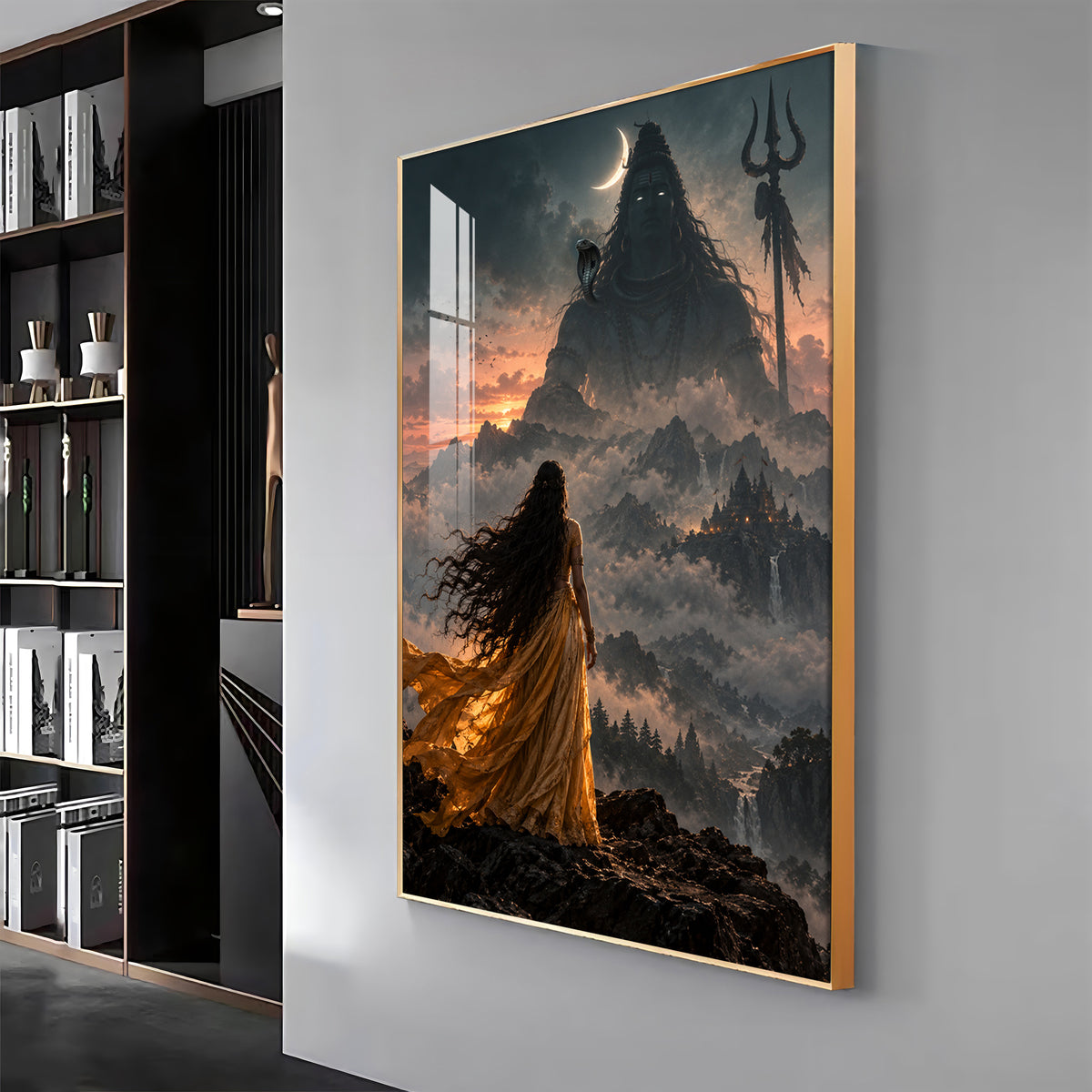 Parvati Looking At Shiva Premium Acrylic Vertical Wall Art
