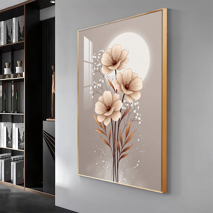Soft Floral Bouquet & Moon Premium Acrylic Vertical Wall Art