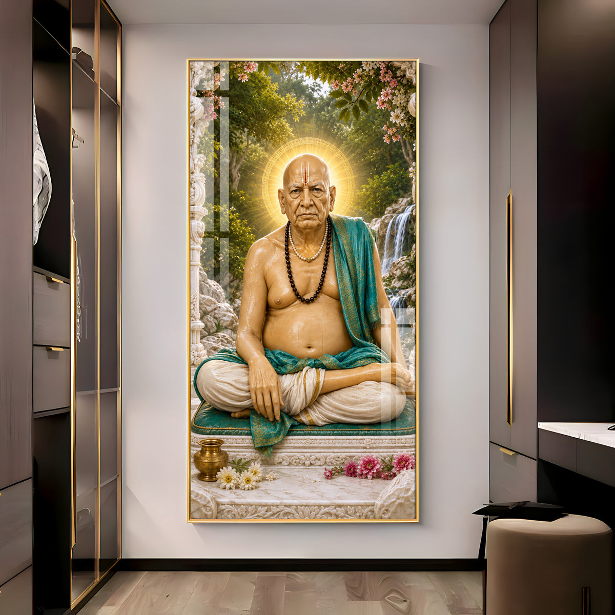 Samarth Maharaj Meditating Premium Acrylic Vertical Wall Art
