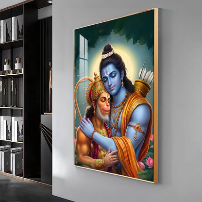 Lord Rama And Hanuman Brotherhood Premium Acrylic Wall Art